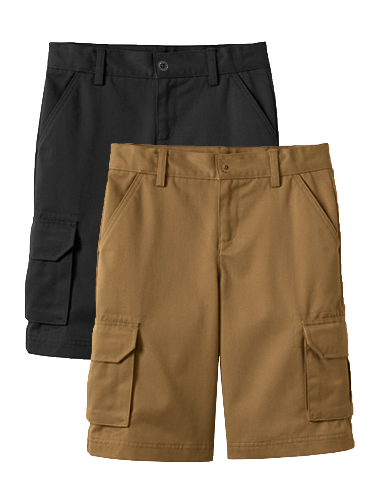 Boys' Super Stretch Cotton Cargo Shorts, 2-Pack, Sizes 8-18