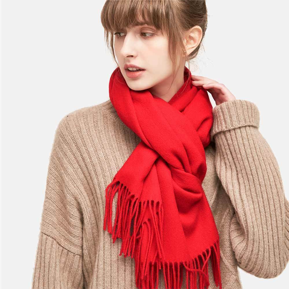 Winter Unisex Plain Solid Scarves 100% Cashmere Wool Warm Scarf Made in Scotland - PremiumBrandGoods