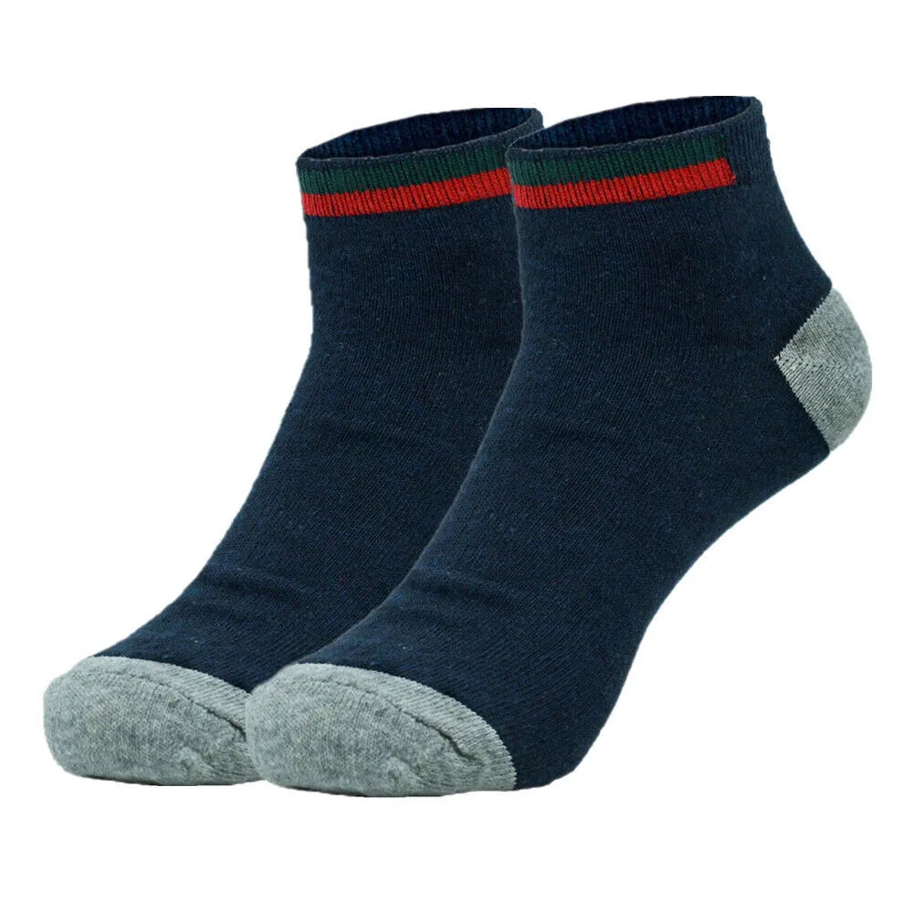 Mens athletic socks Striped Ankle Quarter Socks Cotton Low Cut Sizes 9-13 - PremiumBrandGoods
