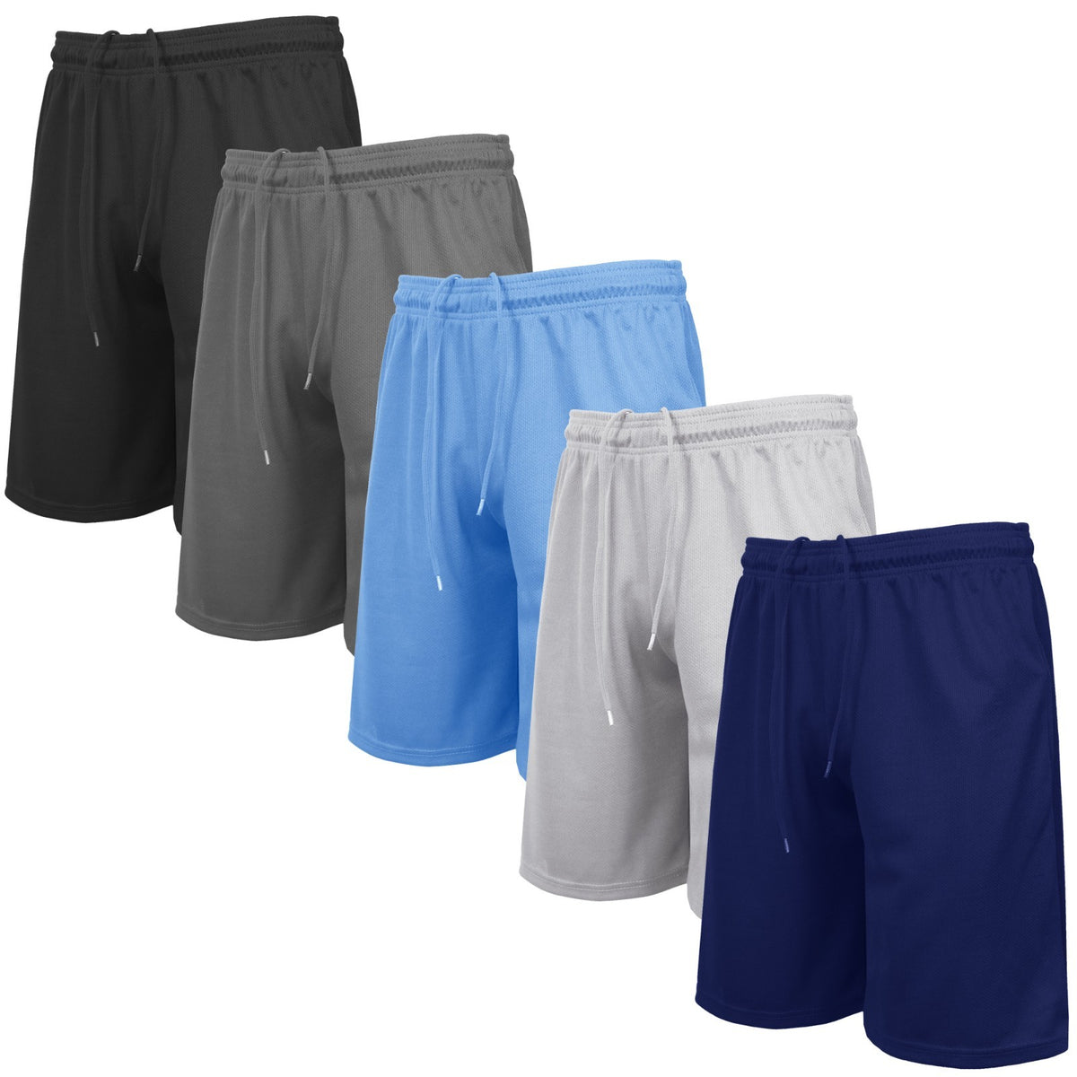 Men's Lightweight Moisture-Wicking Mesh Shorts, 5-Pack