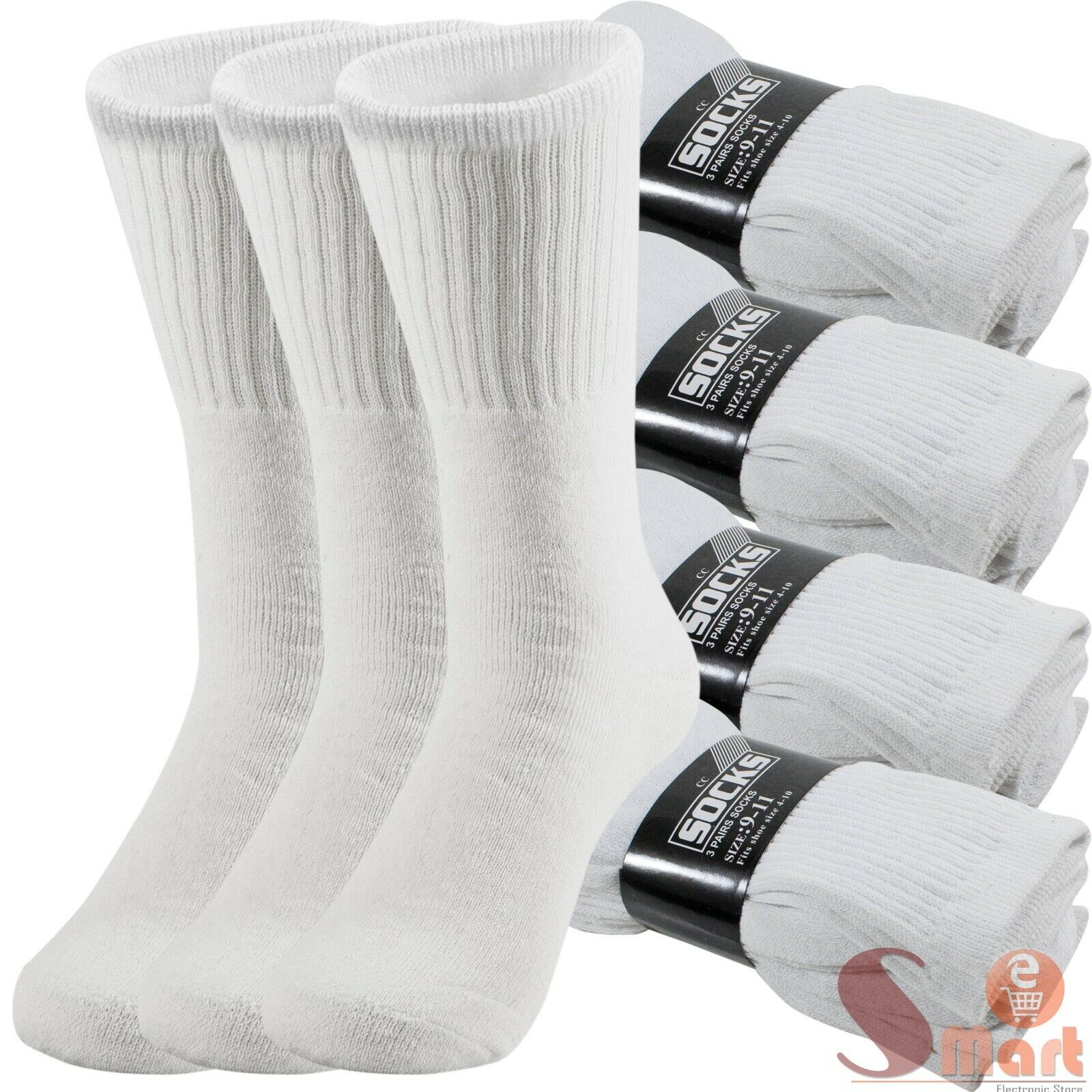 Lot 3-12 Pairs Mens Solid Sports Athletic Work Plain Crew Socks Size 9-11 10-13 - PremiumBrandGoods