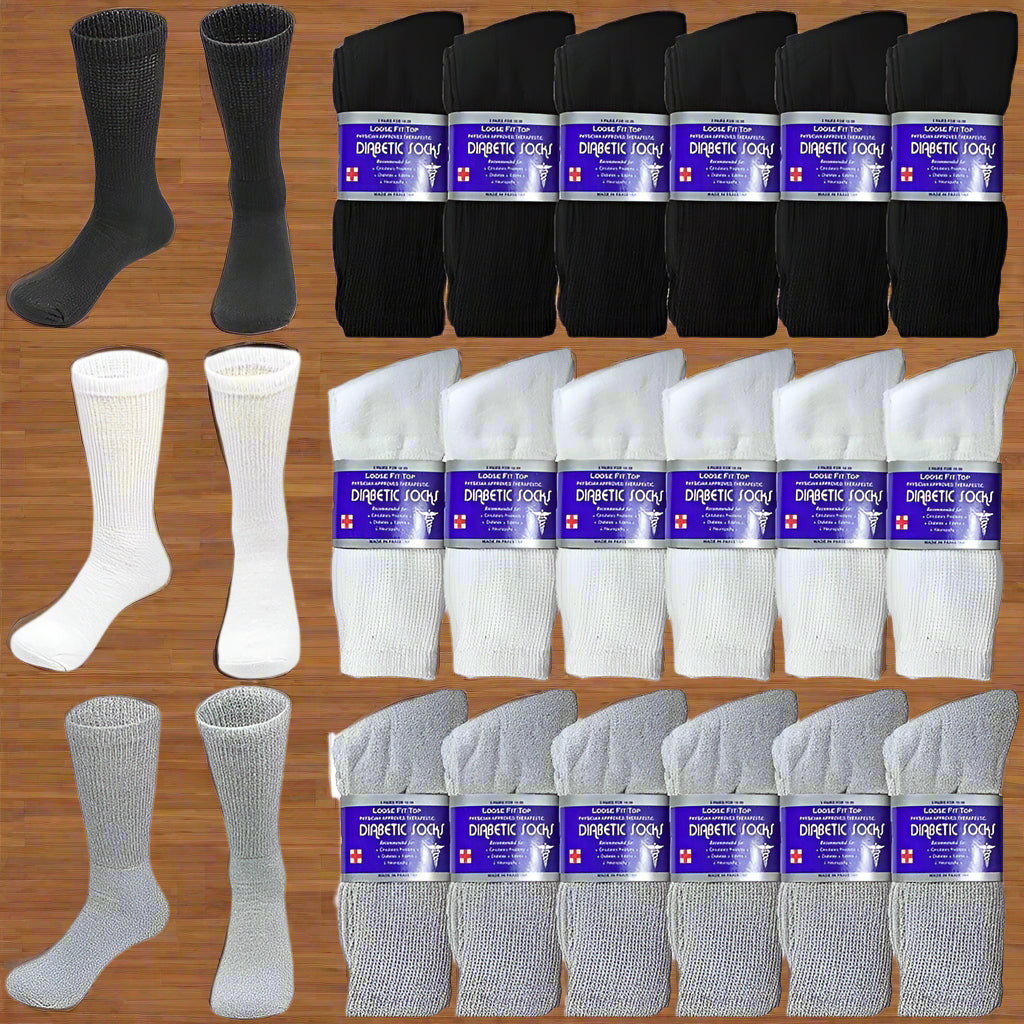 Wholesale Bulk Mens Diabetic Crew Socks Health Circulatory Size 9-11,10-13,13-15 - PremiumBrandGoods