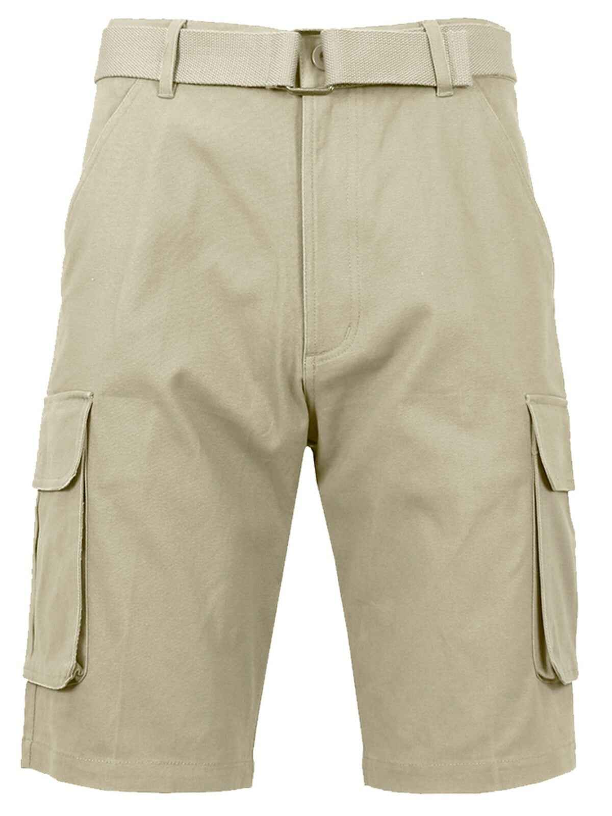 Mens Cotton Belted Cargo Shorts Vintage Distressed Lounge Hiking Sizes 30-48 NEW