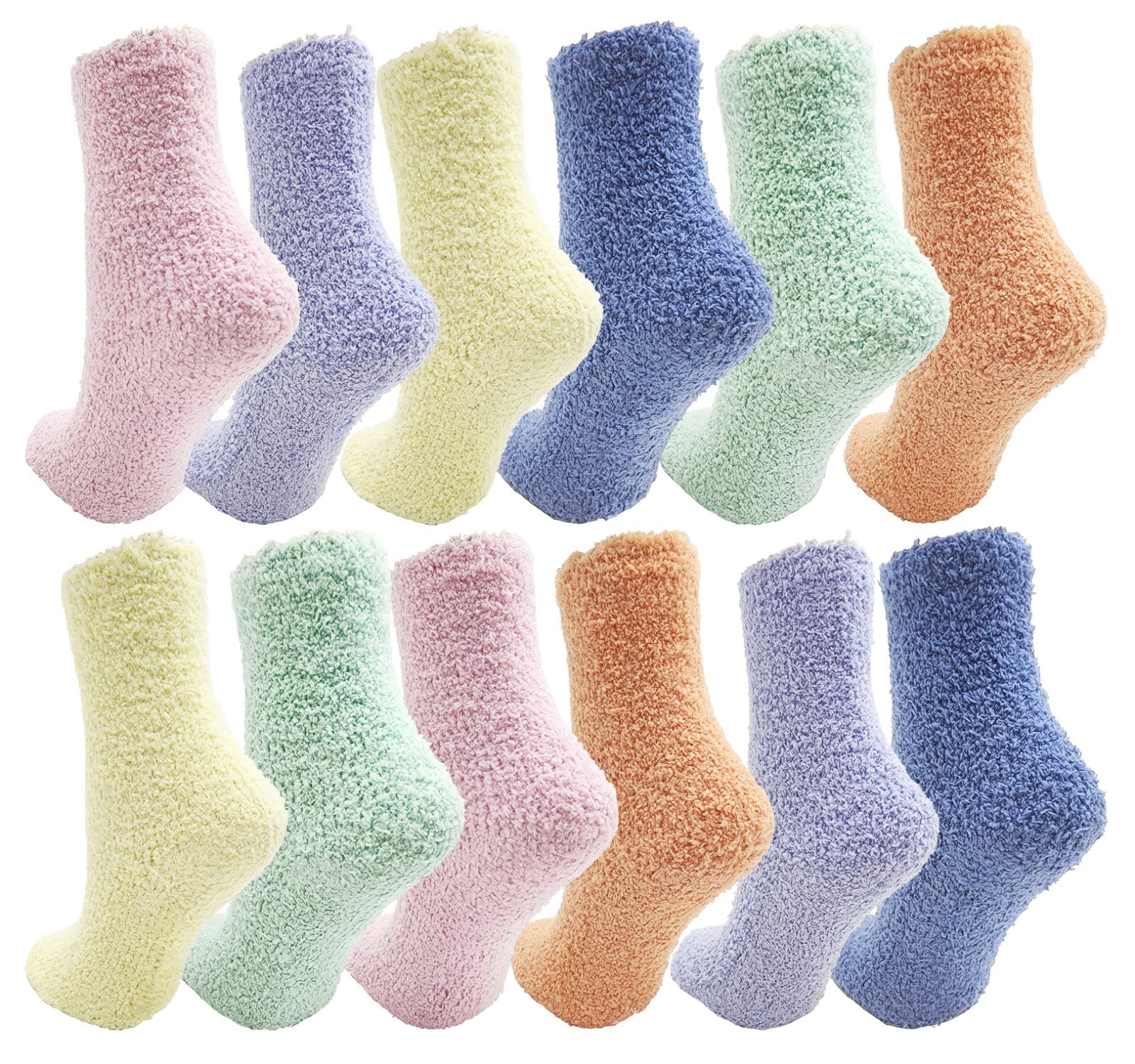 Fuzzy Socks 12 Pairs Fluffy Cozy Soft Womens Girls Plush Warm Sleep House Socks - PremiumBrandGoods