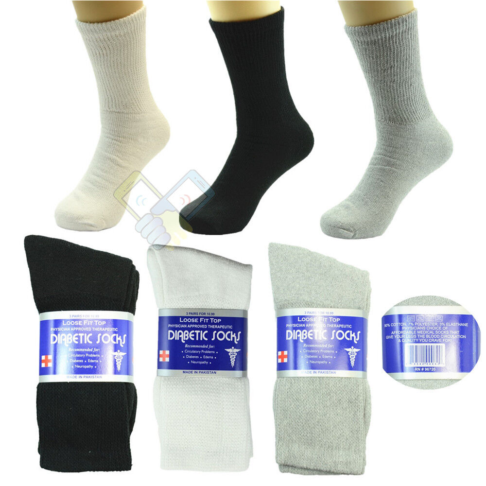 3,6 or 12 Pairs Diabetic Crew Circulatory Socks Health Women Cotton 9 10-15 - PremiumBrandGoods