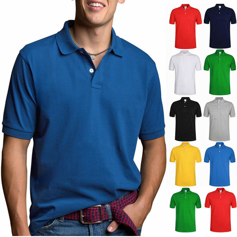 Men's Polo Shirt Dri-Fit Golf Sports Plain Cotton Jersey T Shirt Short Sleeve - PremiumBrandGoods