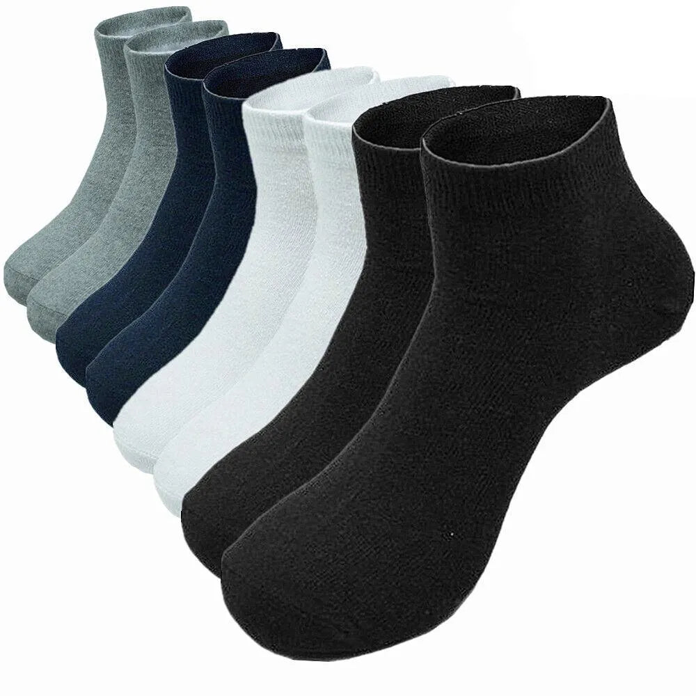 3 Pairs Socks Mens Ankle Quarter Crew Sport Plain Solid Socks Cotton Low Cut Sizes 9-13 - PremiumBrandGoods