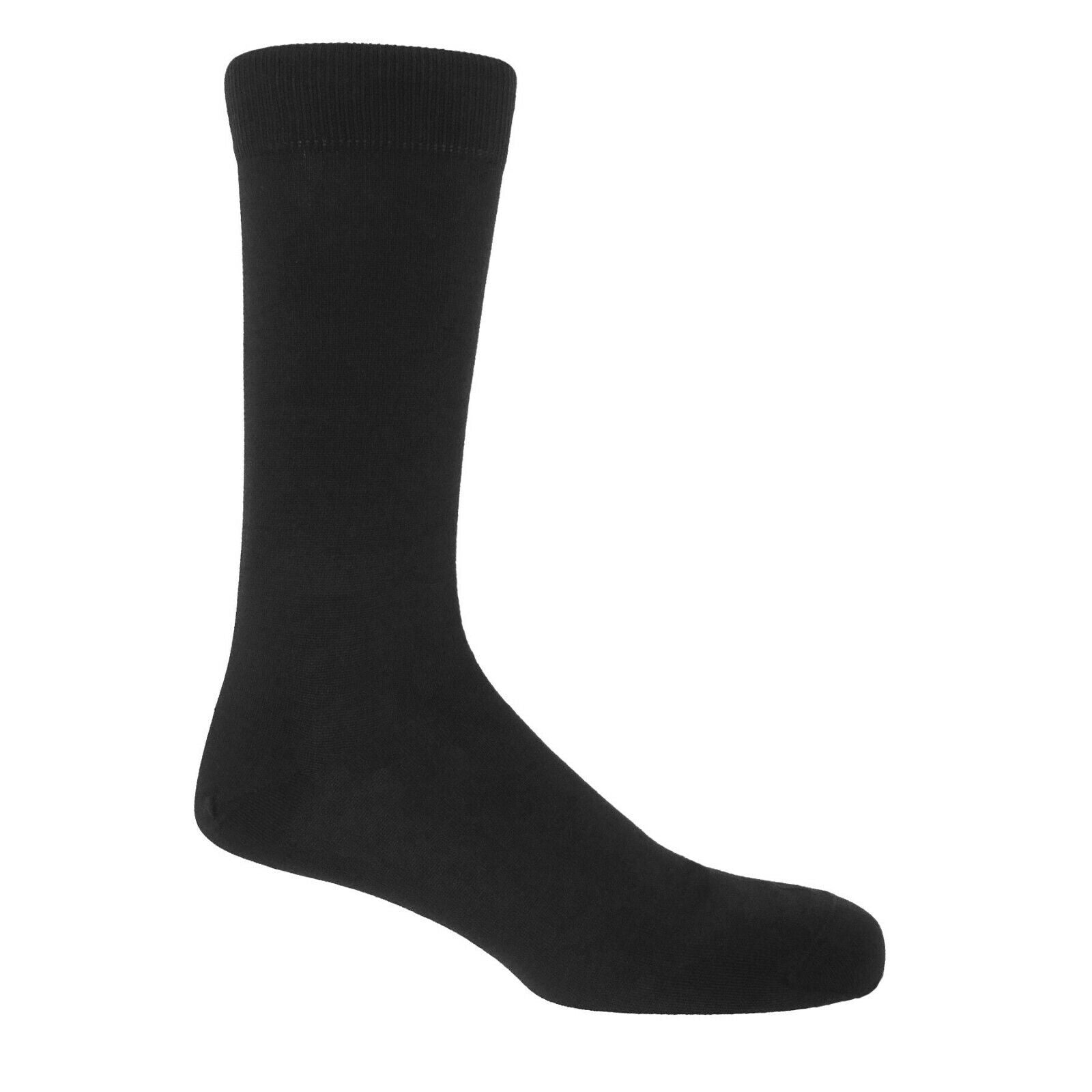 New 6 Pairs Mens Black Classic Dress Socks Calf Casual Fashion Crew Solid Sox - PremiumBrandGoods