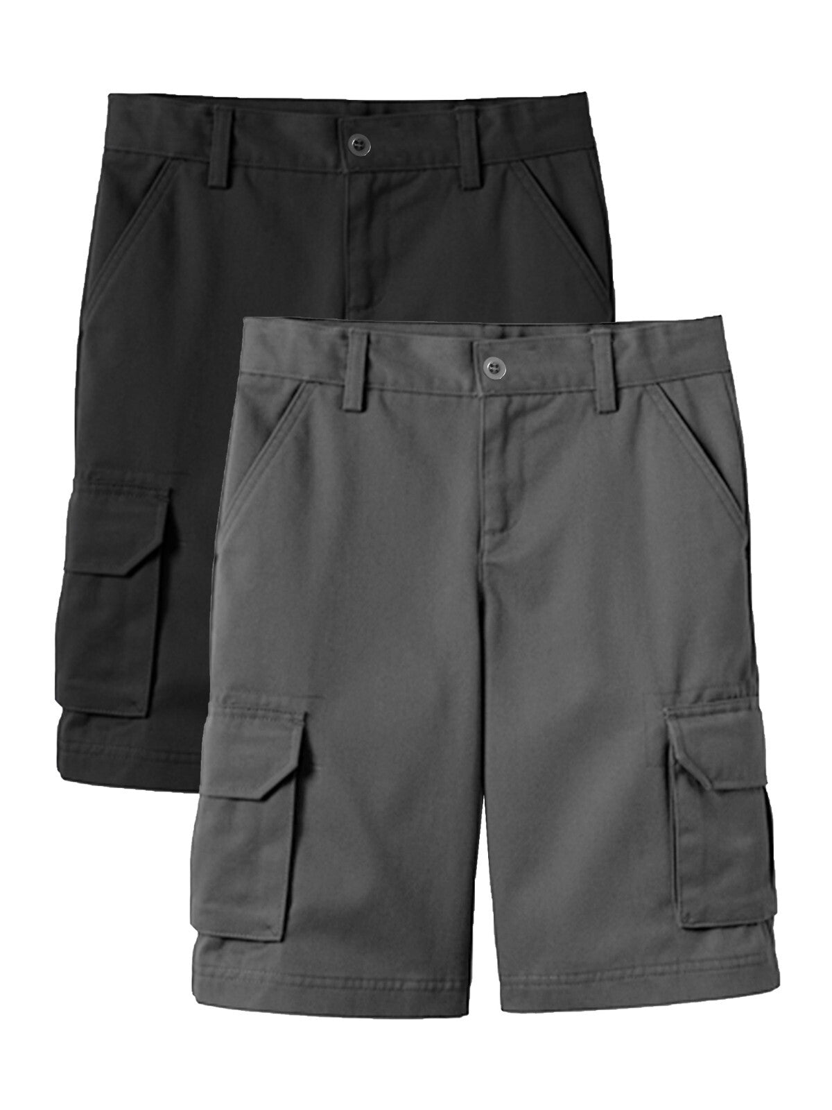 Boys' Super Stretch Cotton Cargo Shorts, 2-Pack, Sizes 8-18