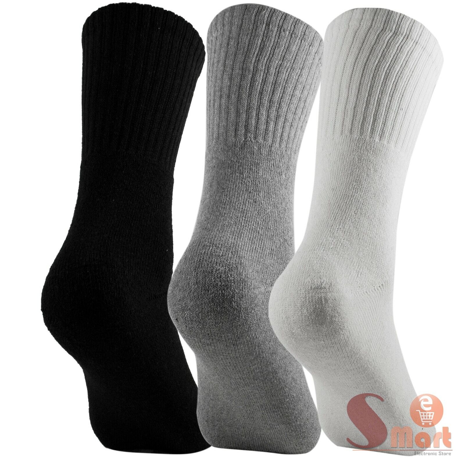 Lot 3-12 Pairs Mens Solid Sports Athletic Work Plain Crew Socks Size 9-11 10-13 - PremiumBrandGoods