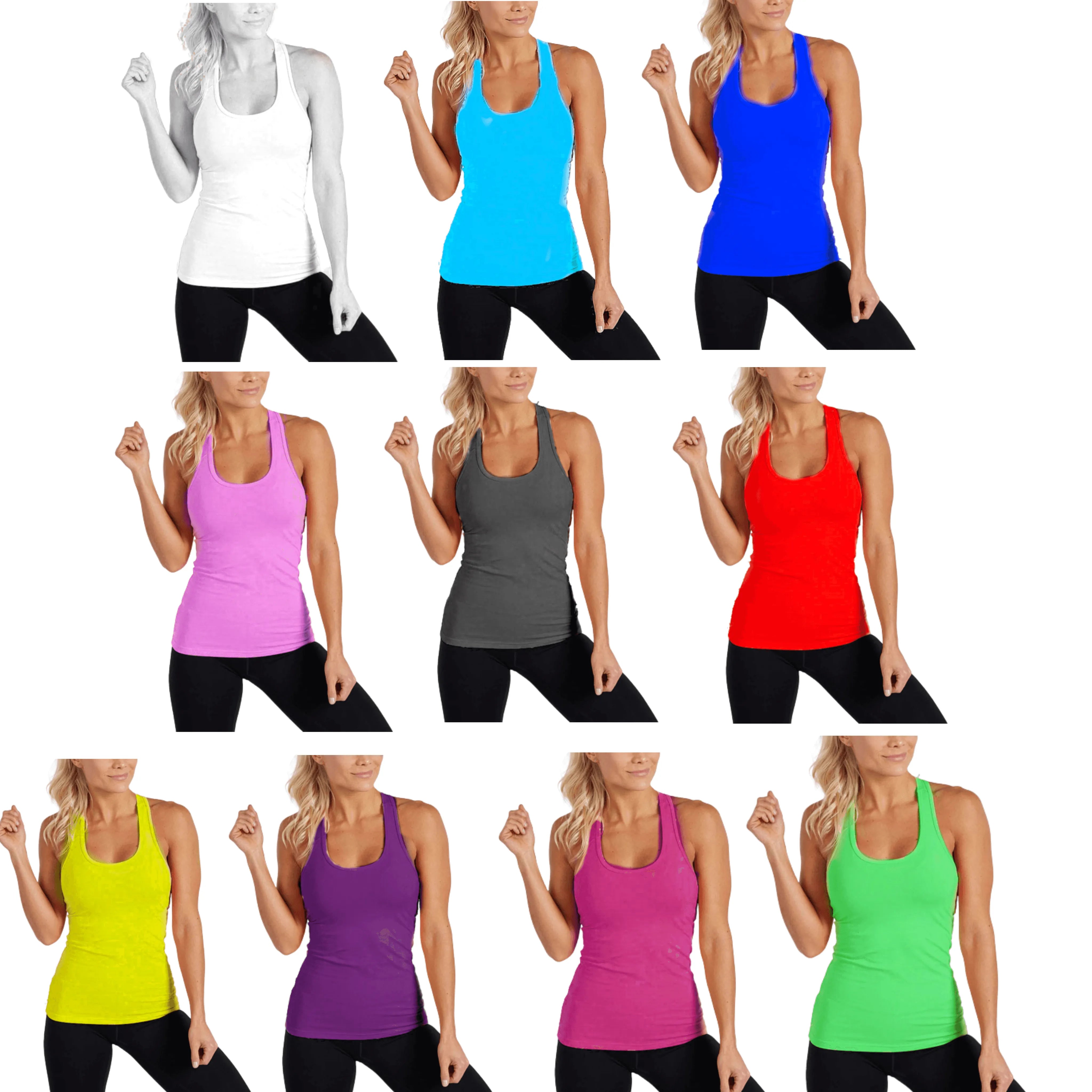 6 Pack Women's Solid Smooth Assorted Tank Tops - PremiumBrandGoods
