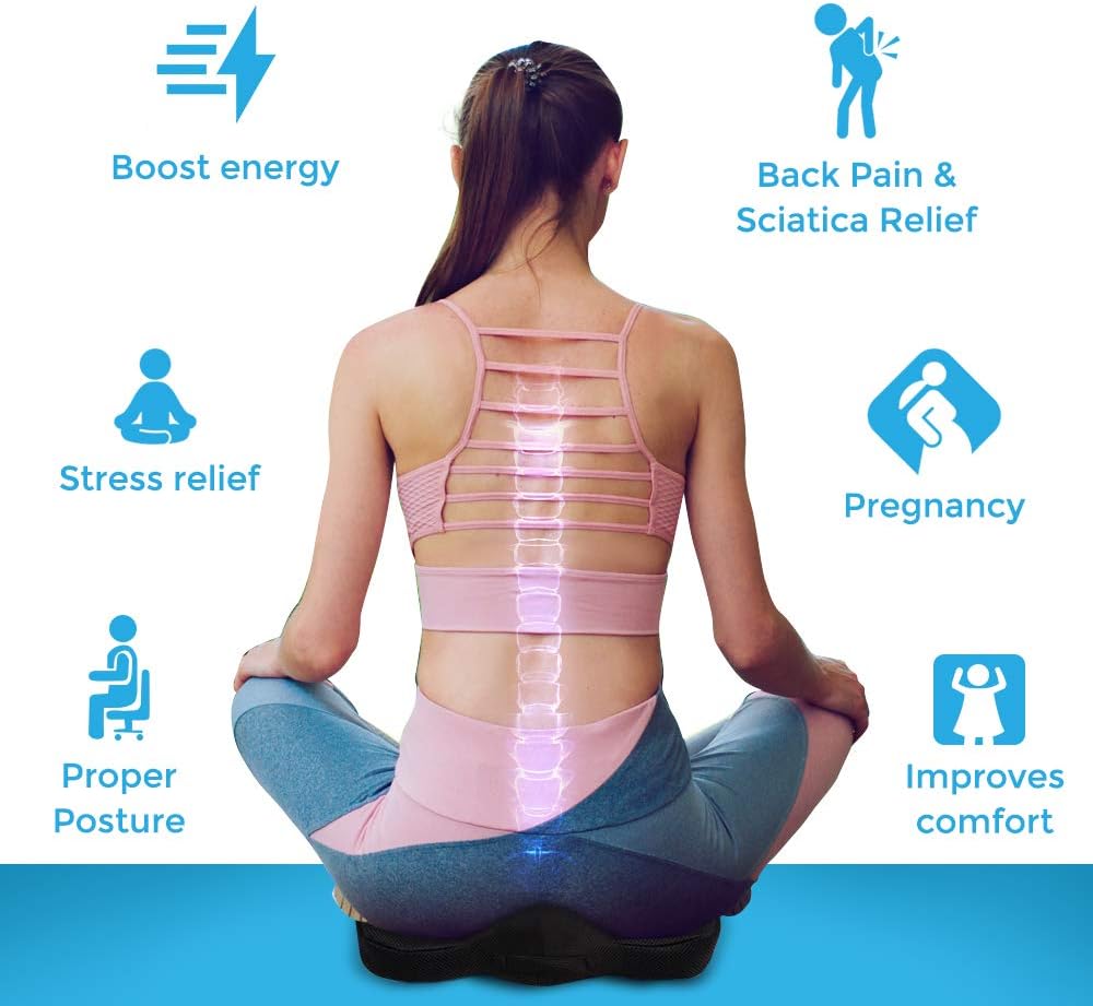 Essential Goodies Orthopedic Gel Seat Cushion for Coccyx, Tailbone, Sciatica, Lower Back, Lumbar Support- Non-Slip, Thick Comfort Pillow-Pad for Driver Car Seat, Office Chair, Wheelchair-Portable, Pad - PremiumBrandGoods