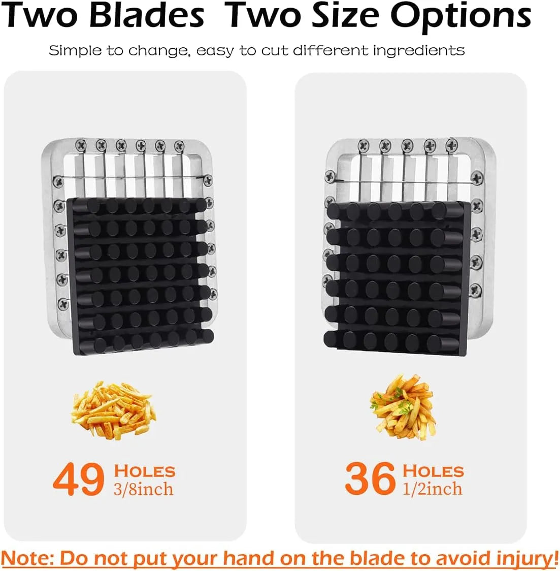 French Fry Cutter, Heavy Duty Professional Stainless Steel Potato Cutter, Removable Handle and 4 Suction Feet, 1/2-inch, 3/8-inch Blades for Potatoes, Onions, Carrots, Cucumbers, Air Fryer - PremiumBrandGoods