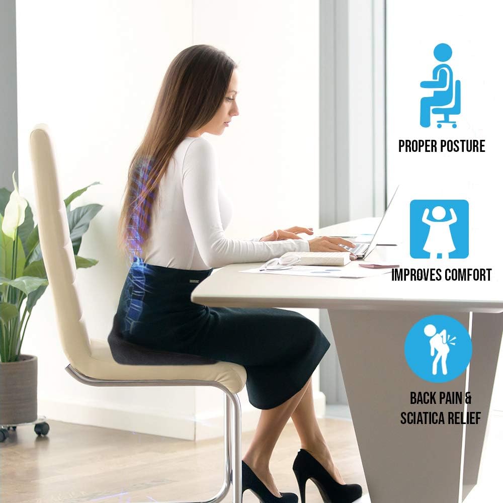 Essential Goodies Orthopedic Gel Seat Cushion for Coccyx, Tailbone, Sciatica, Lower Back, Lumbar Support- Non-Slip, Thick Comfort Pillow-Pad for Driver Car Seat, Office Chair, Wheelchair-Portable, Pad - PremiumBrandGoods