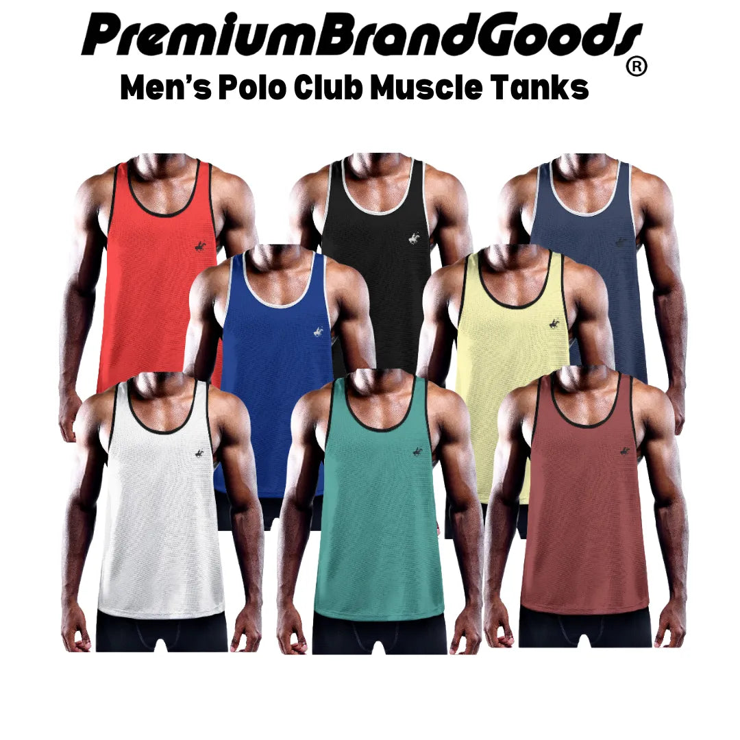 Men's 100% Cotton PBG Muscle Tank Top T Shirts Quick Dry Workout Gym Assorted Colors - PremiumBrandGoods