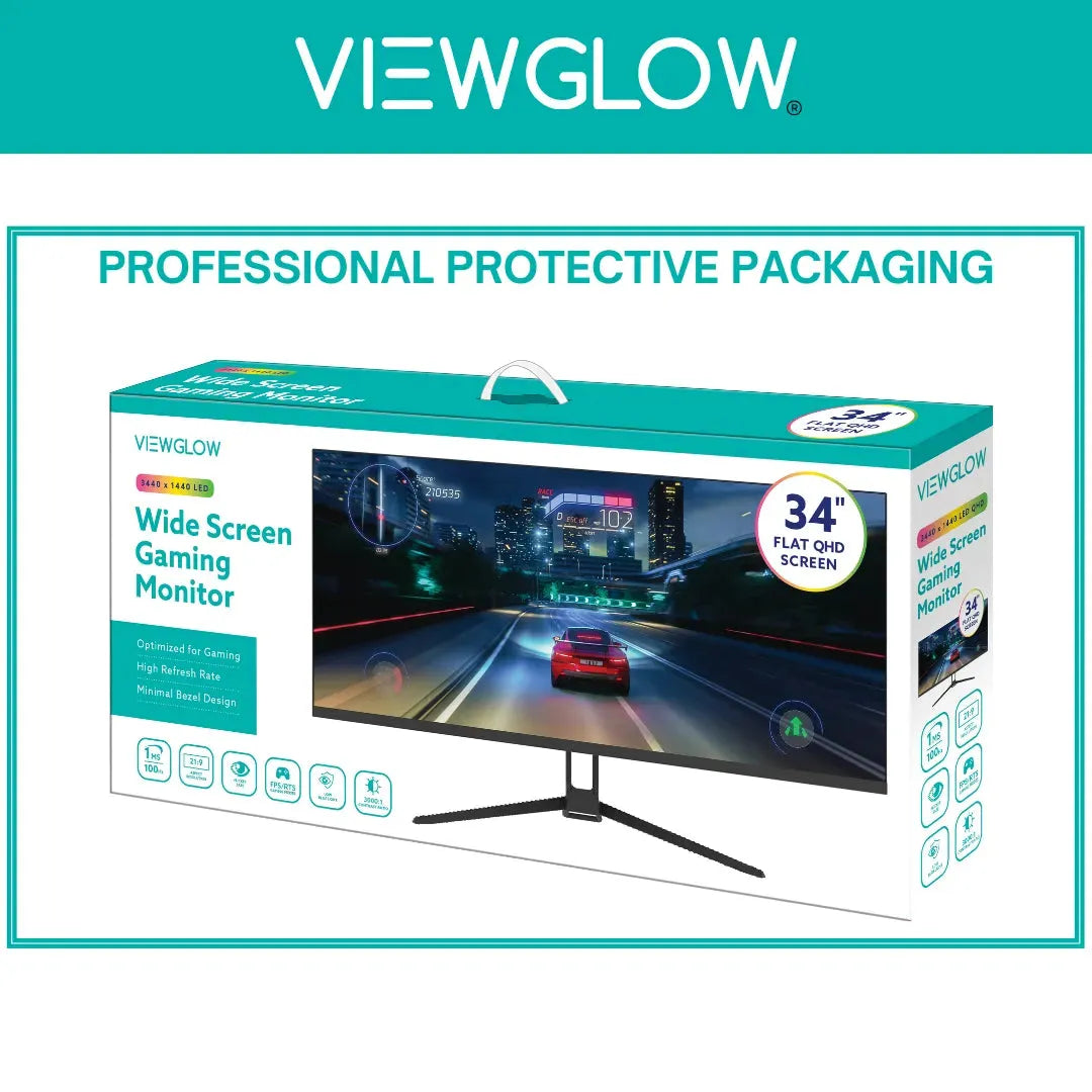 ViewGlow 34" GAMING MONITORS 2 Pack 3440X1440 LED WQHD 1MS 100HZ 21:9 WIDE MONITOR IMMERSIVE GAMING - PremiumBrandGoods