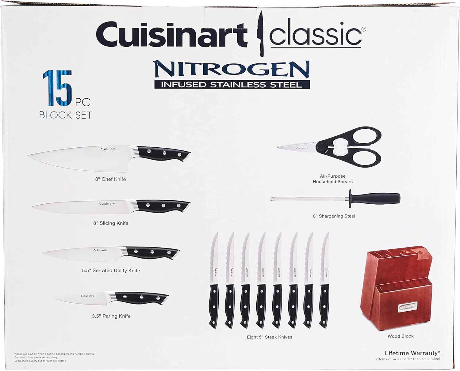 Cuisinart Knife Set Classic Nitrogen Forged Triple Rivet Cutlery 15-Piece Knife Block Set