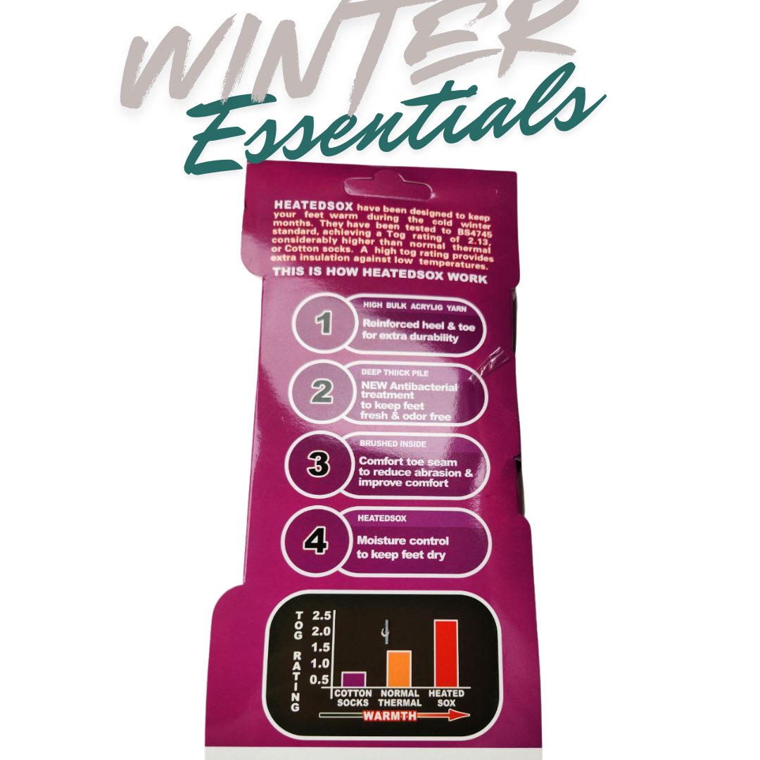 Heated Sox Thermal Socks - 2.13 TOG Rating Brushed Inside for Warmth