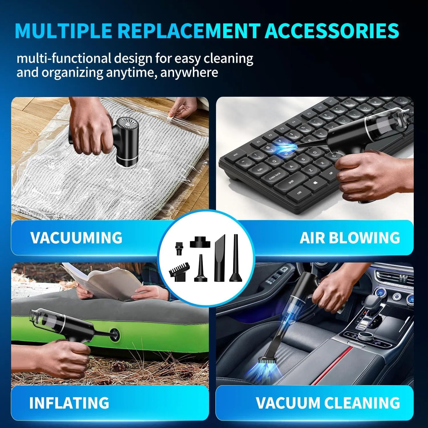 IFTHFOUR Computer Vacuum Cleaner-Compressed Air Duster-Air Blower Powerful 4-in-1-Electric Air Dusters-Replace Compressed Air Cans for PC, Computer, Car -Vacuum Keyboard Cleaner - PremiumBrandGoods