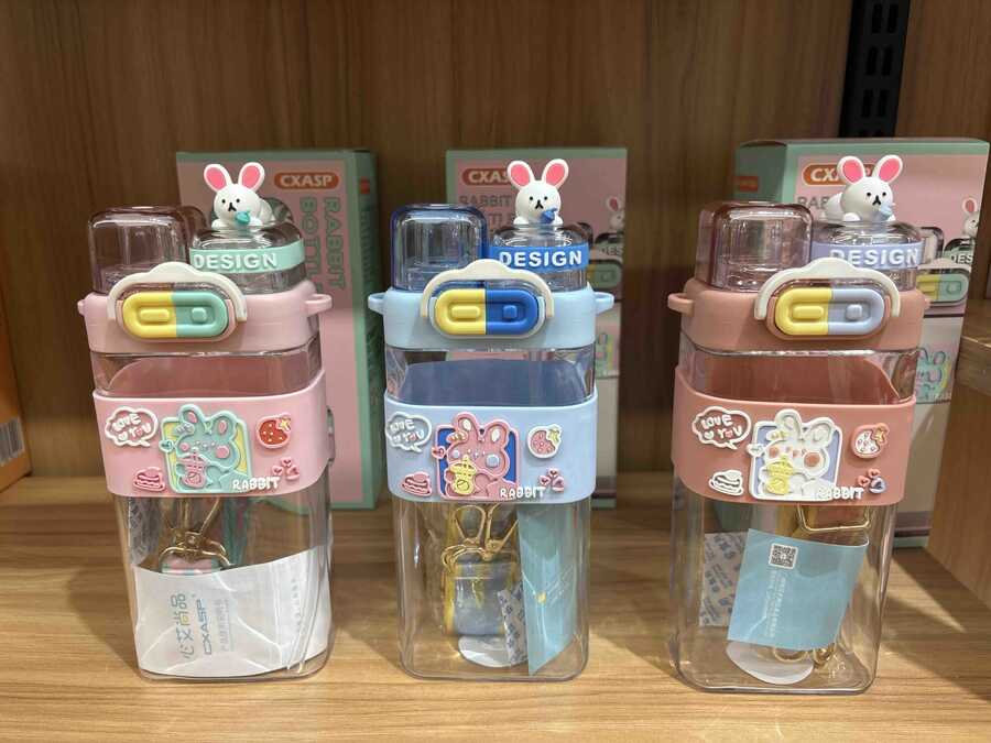 Cartoon rabbit square double drink plastic cup 550ML - PremiumBrandGoods