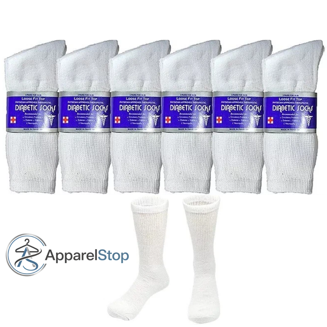 Diabetic Socks Crew Non-Binding Seamless Toe Multi-Pack Sizes 9-15 Black White Grey