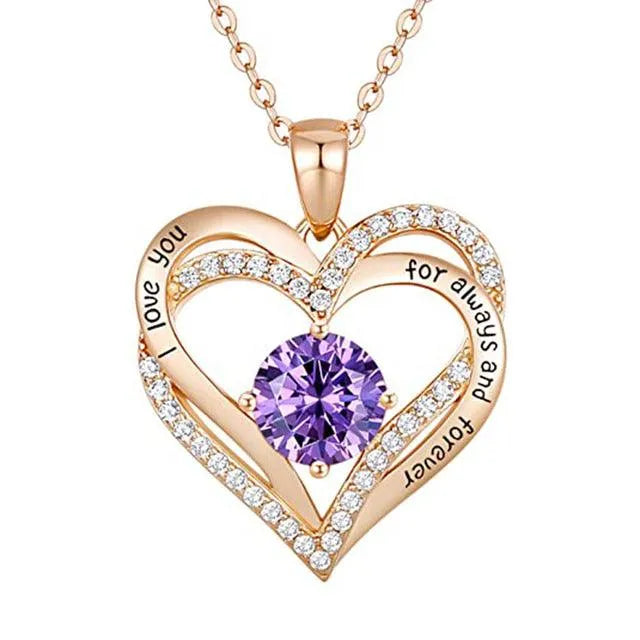 Love Heart Pendant Necklace Exquisite Colorful Stone Women's Jewelry - PremiumBrandGoods