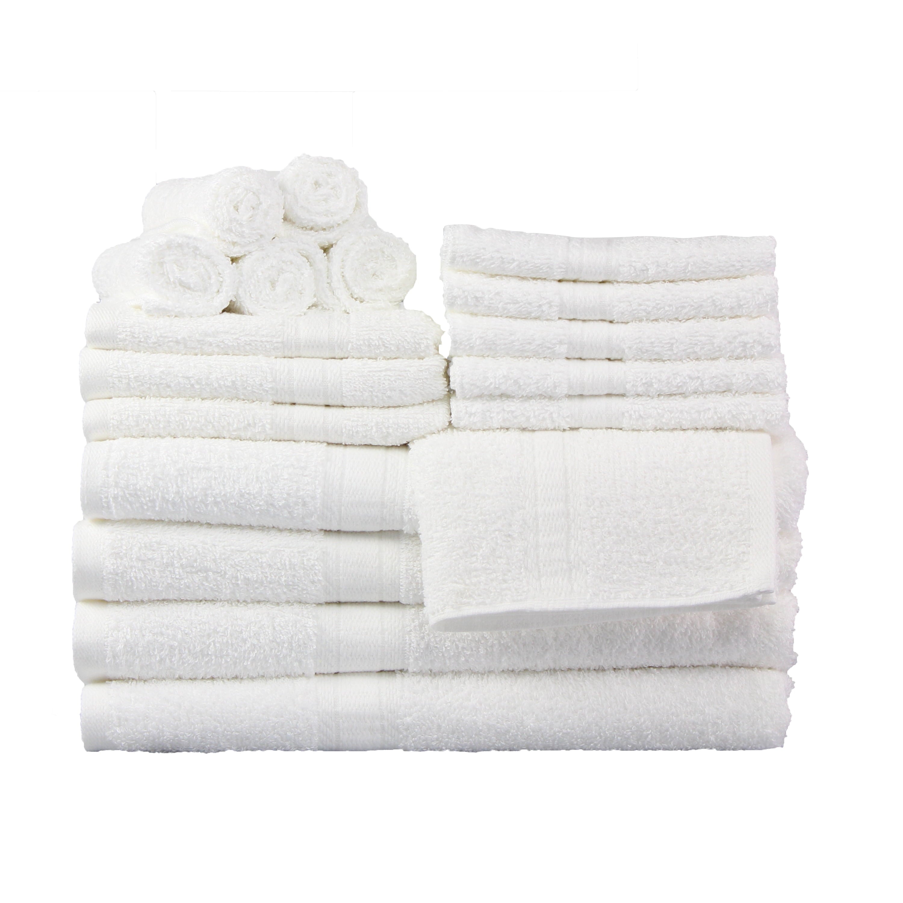Mainstays 18-Piece Luxury Cotton Towel Set - Super Soft, Highly Absorbent Bath, Hand Towels & Washcloths (White)