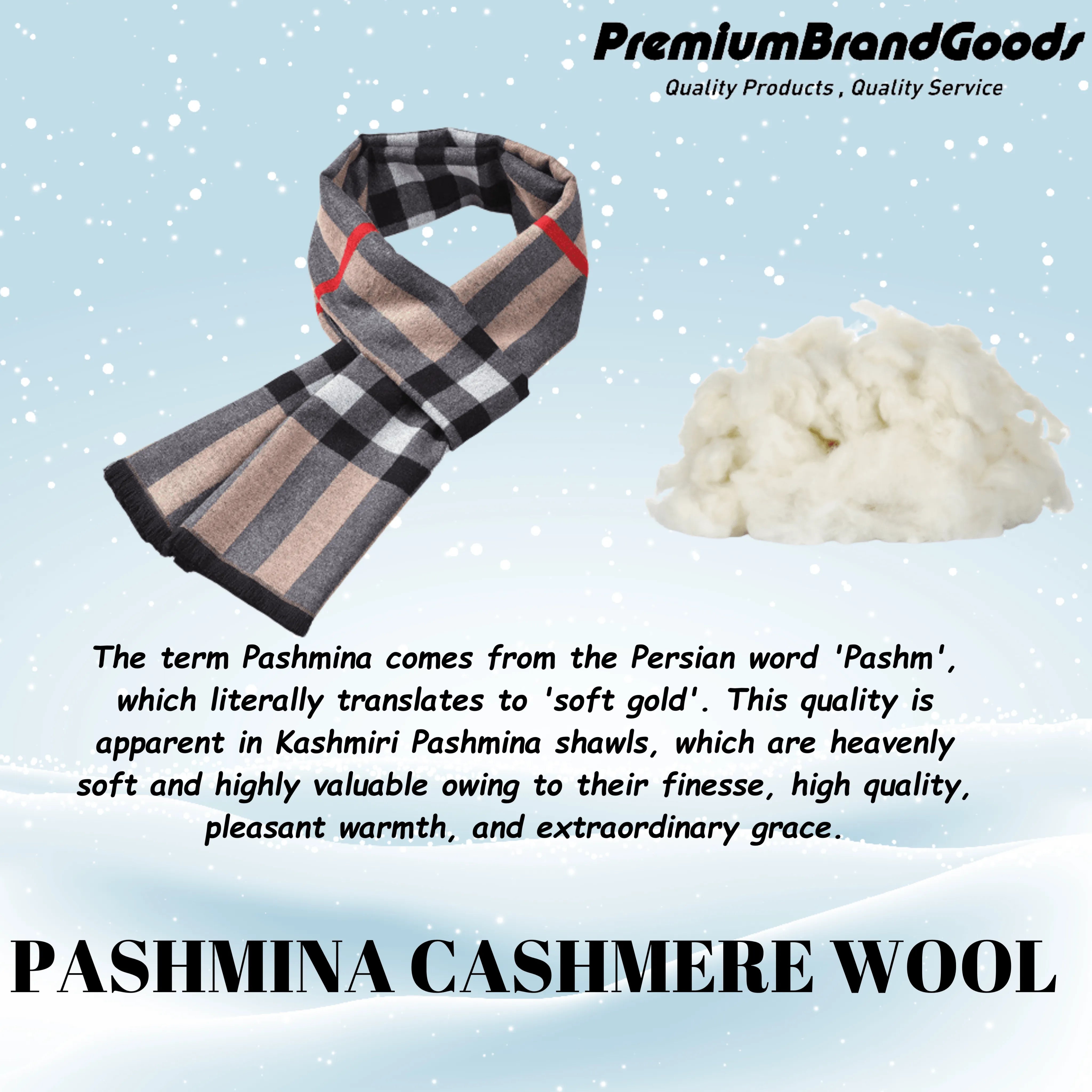 Plaid Soft Long Winter Scarfs Cozy 100% Cashmere Pashmina Wool - PremiumBrandGoods