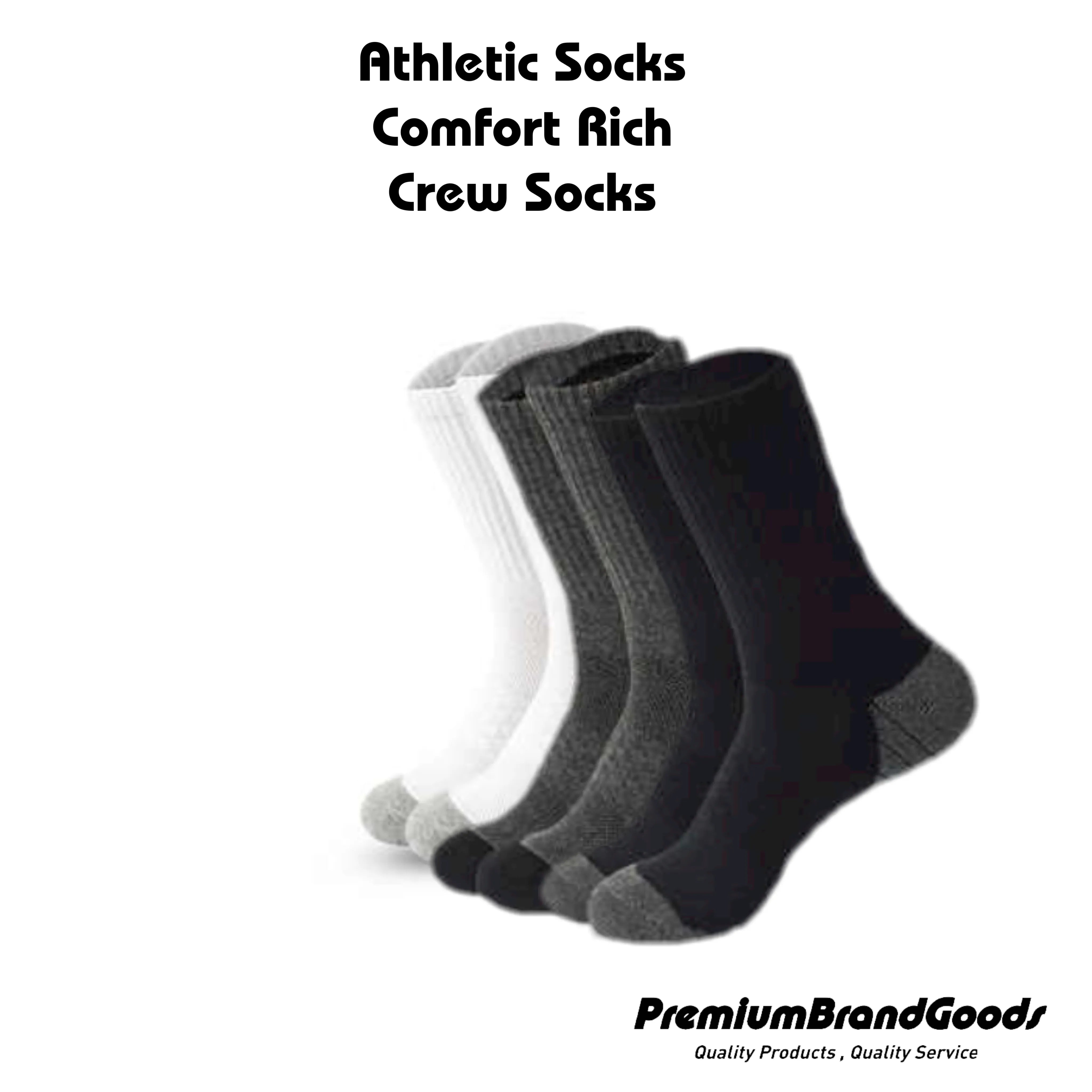 Men's Comfort Rich Crew Cushion Socks Athletic Active 10-13 3 Color Bundle - PremiumBrandGoods