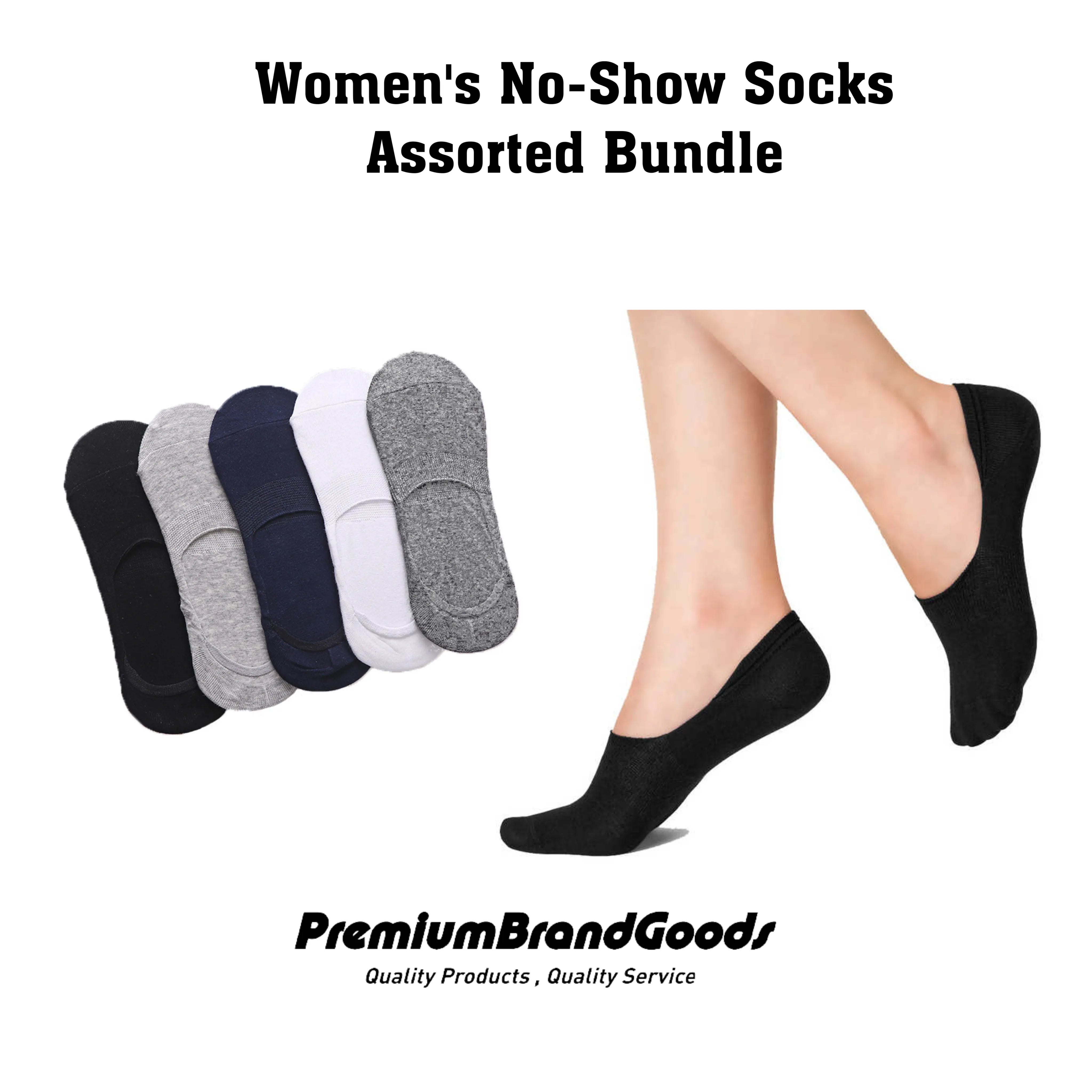 Women's No Show Socks Assorted Colors Bundle 10-13 - PremiumBrandGoods