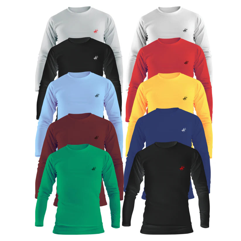 Mens Long Sleeve Shirt w Horse Emblem 6/12 Pack 100% Cotton 10+ Colors Assorted - PremiumBrandGoods
