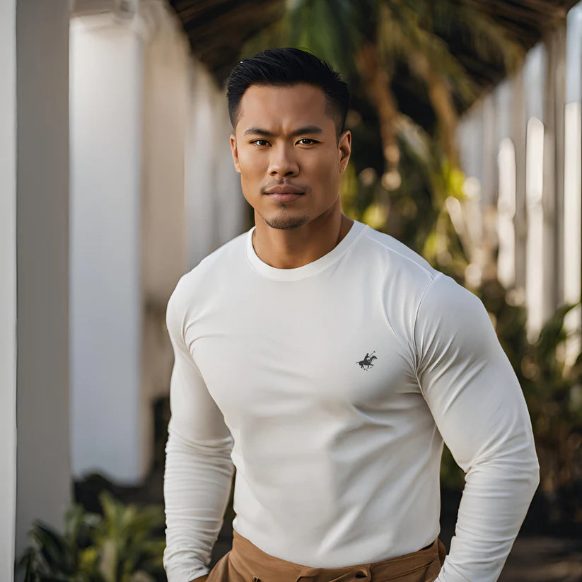 Mens Long Sleeve Shirt w Horse Emblem 6/12 Pack 100% Cotton 10+ Colors Assorted - PremiumBrandGoods