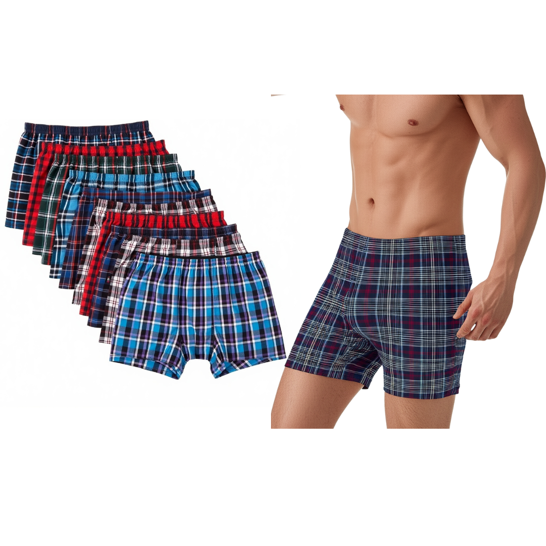 Mens 6 Pack Assorted Plaid Boxers Cotton Blend S-4XL - PremiumBrandGoods