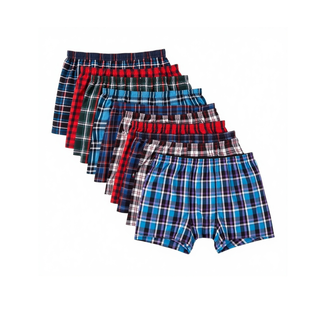 Mens 6 Pack Assorted Plaid Boxers Cotton Blend S-4XL - PremiumBrandGoods