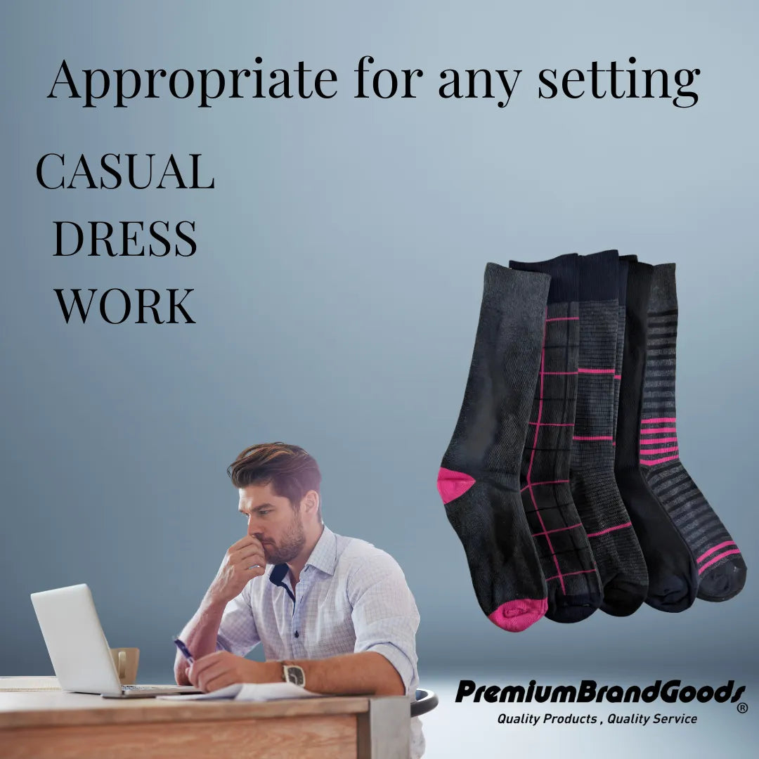 5 Pair Men's Casual/Dress Socks One Size Adults Fashionable Patterns - PremiumBrandGoods