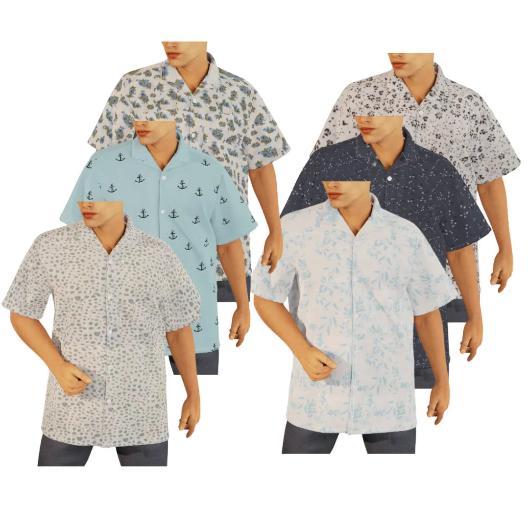 Men's Cotton Button Down Short Sleeve Shirts 3 Pack Regular Fit Casual PBG Polo's - PremiumBrandGoods