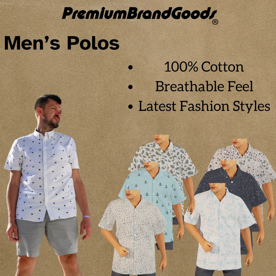 Men's Cotton Button Down Short Sleeve Shirts 3 Pack Regular Fit Casual PBG Polo's - PremiumBrandGoods