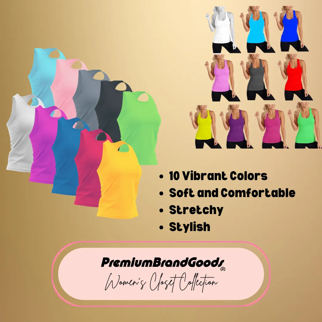 6 Pack Women's Solid Smooth Assorted Tank Tops - PremiumBrandGoods