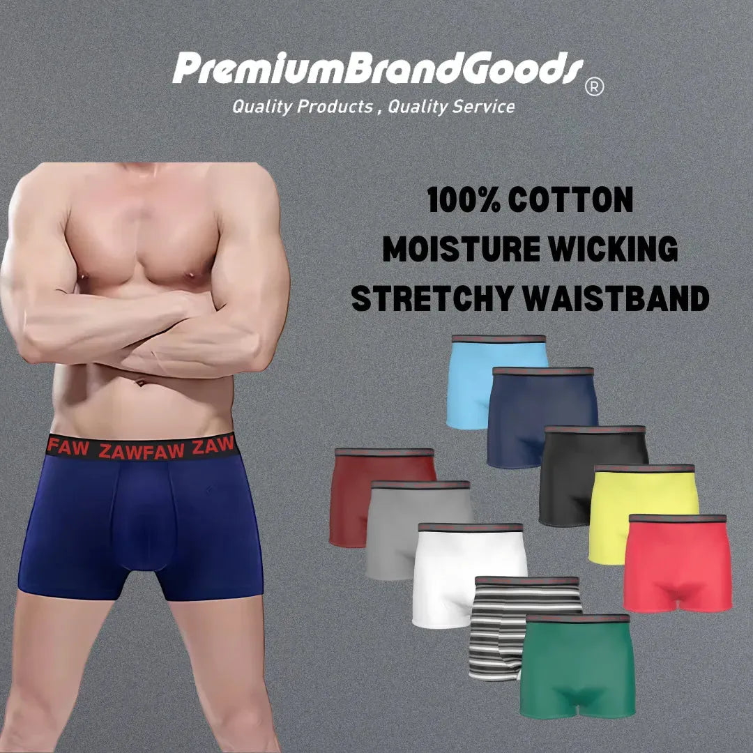 Men's 100% Cotton Boxers 9 Pack Stretch Waist Band Comfort Plus - PremiumBrandGoods
