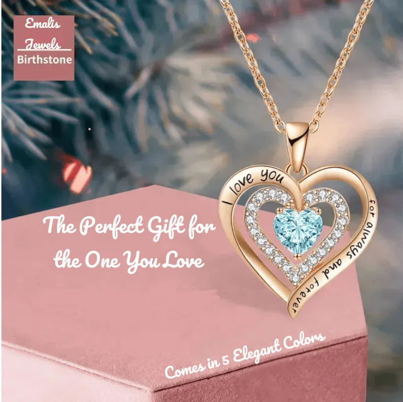 Love Heart Pendant Necklace Exquisite Colorful Stone Women's Jewelry - PremiumBrandGoods
