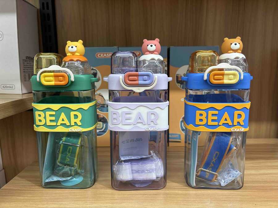 Cartoon Bear Square Double Drinking Cup 550ML - PremiumBrandGoods