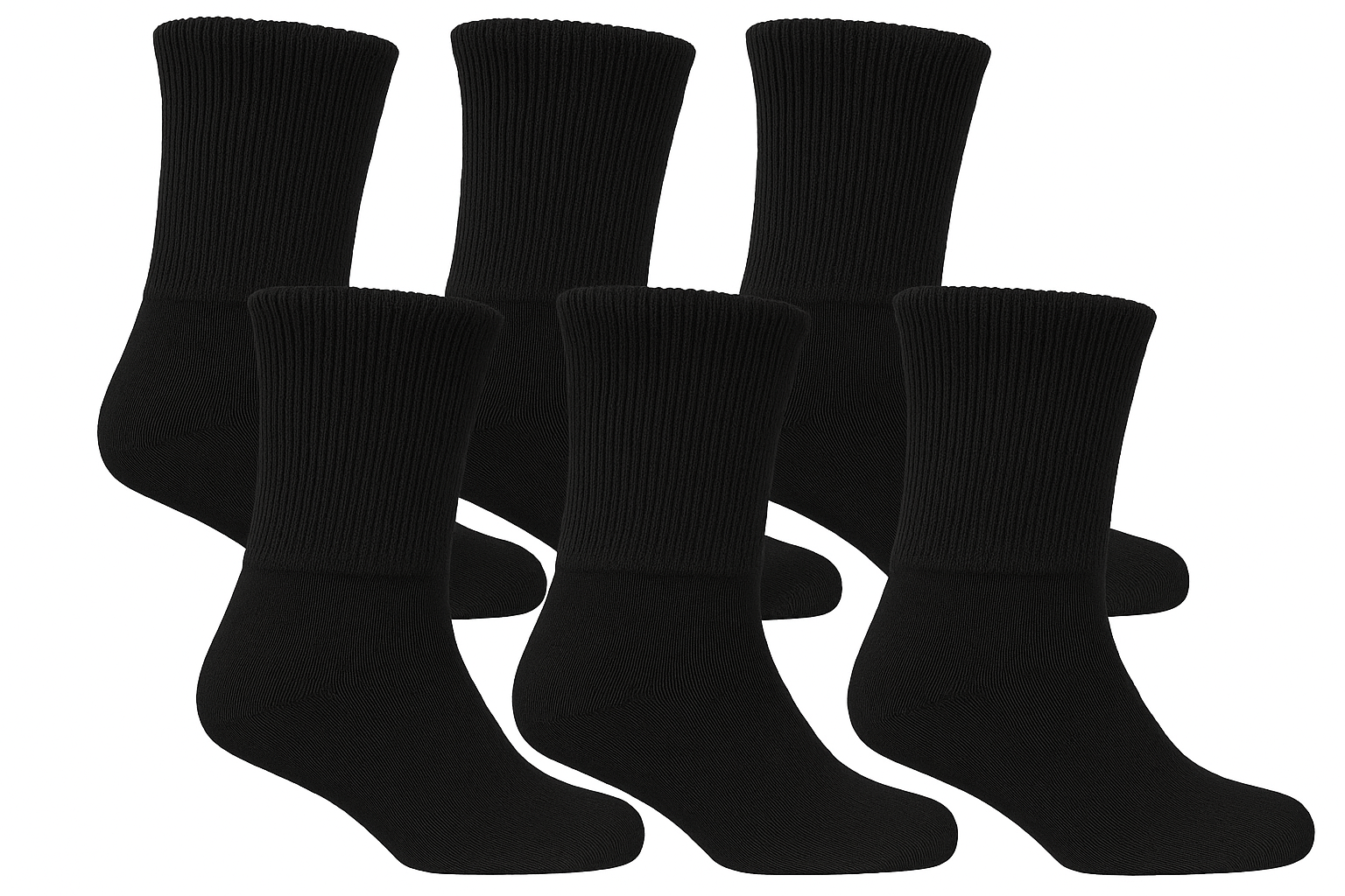 Black Diabetic Socks - 6 Pairs (Corrected)