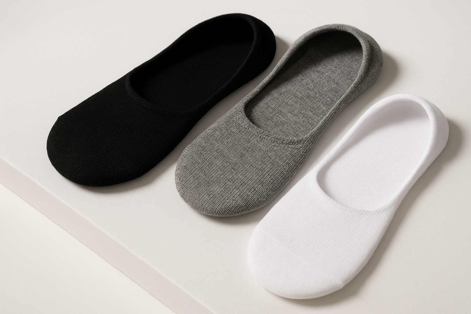 Black, grey, and white socks