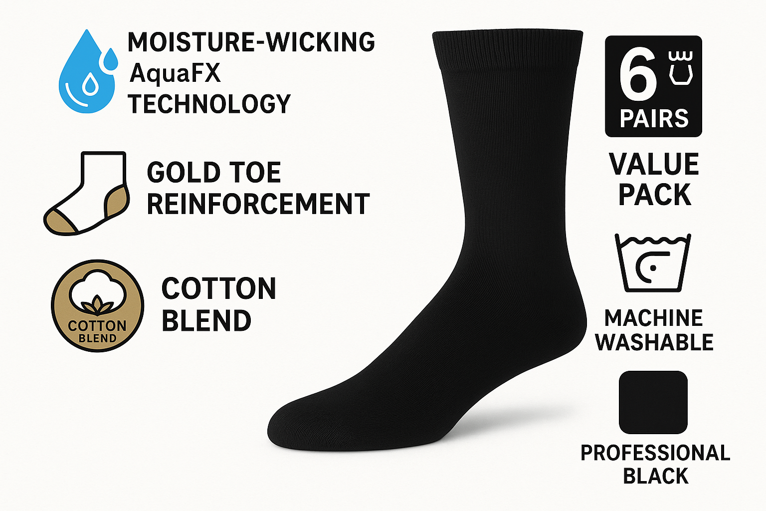 Black socks features graphic
