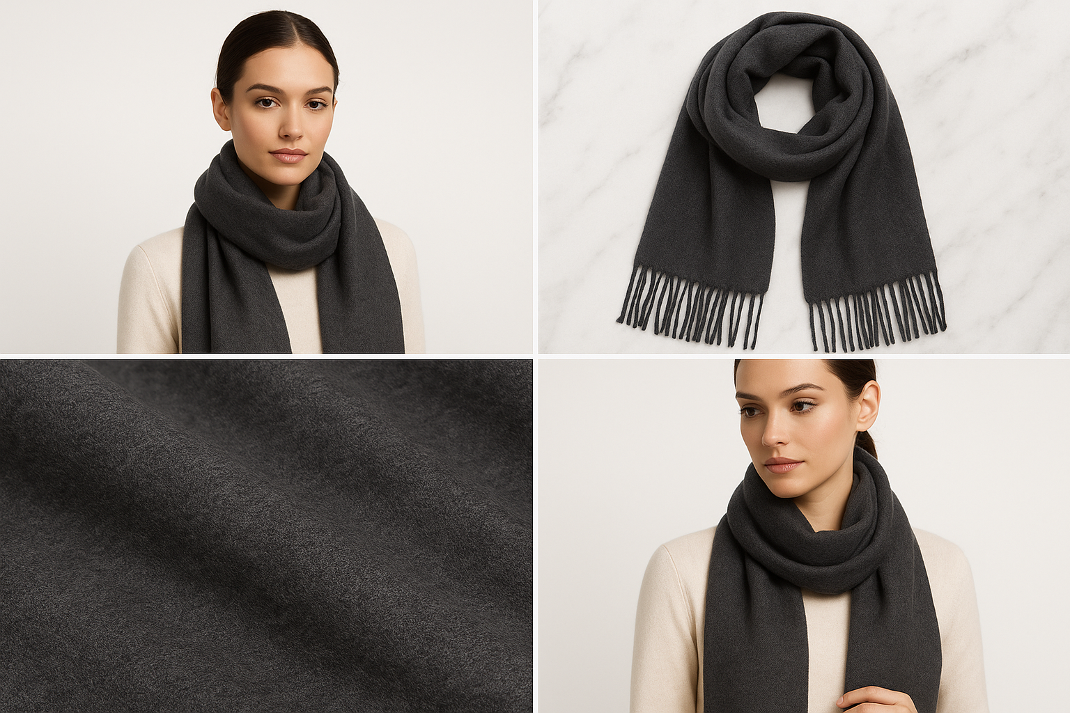 Dark Gray Cashmere Pashmina