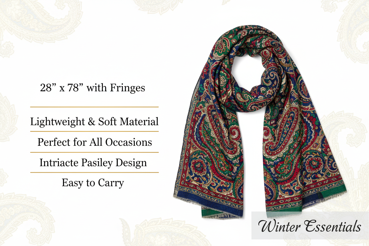 Large Paisley Pashmina Shawl Premium Soft Wrap Scarf 28"x78" Winter Essentials
