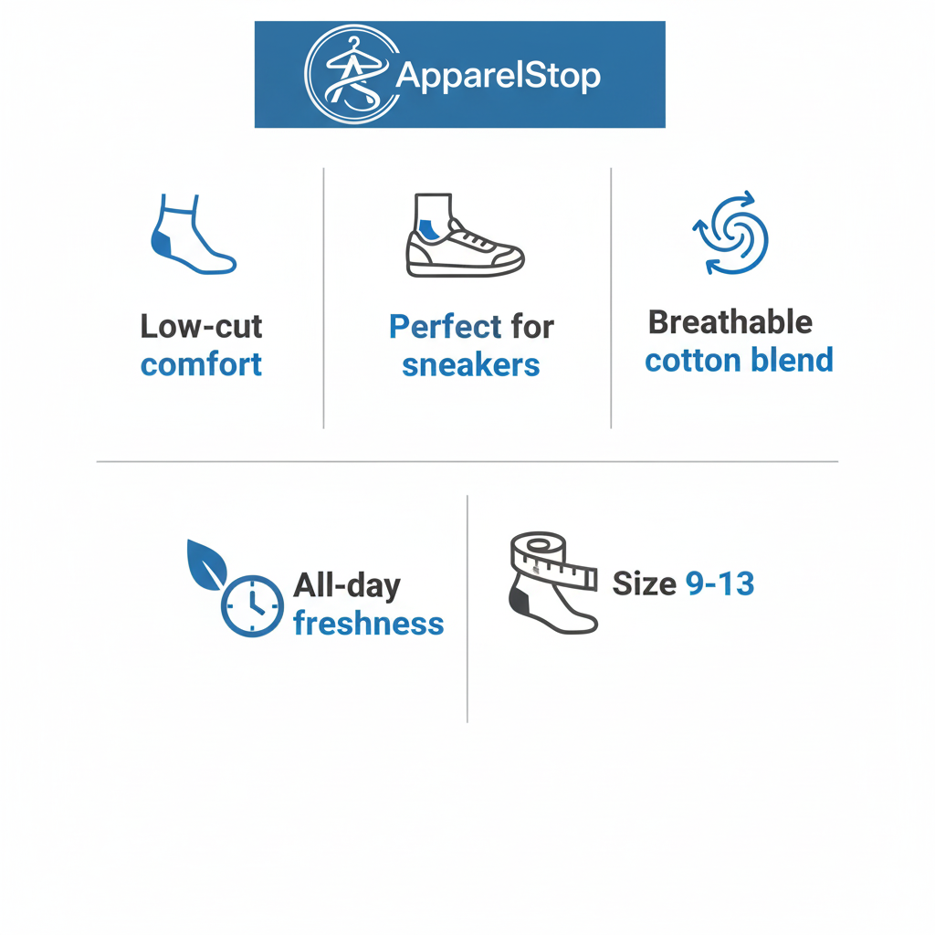 White Ankle Socks Features - Low-cut comfort, Perfect for sneakers, Size 9-13