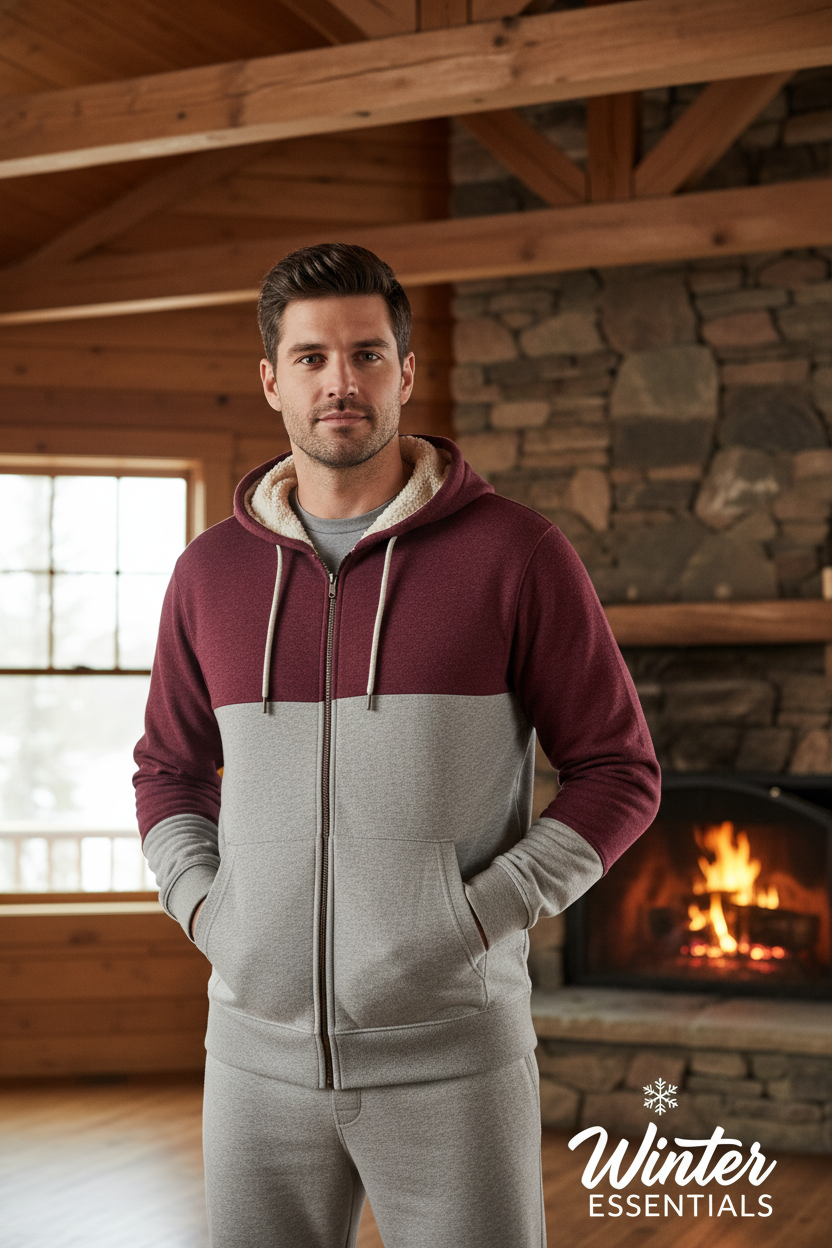 Unisex 2 pack Thermal Fleece-Lined Hooded Sweatshirts - Assorted Colors with Sherpa Lining