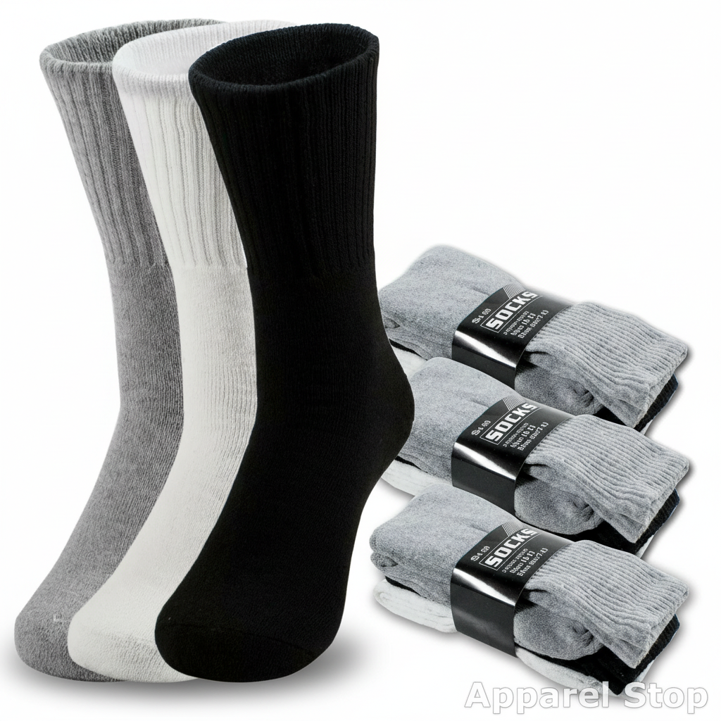 Men's Crew Athletic Work Socks - Professional Product Photography