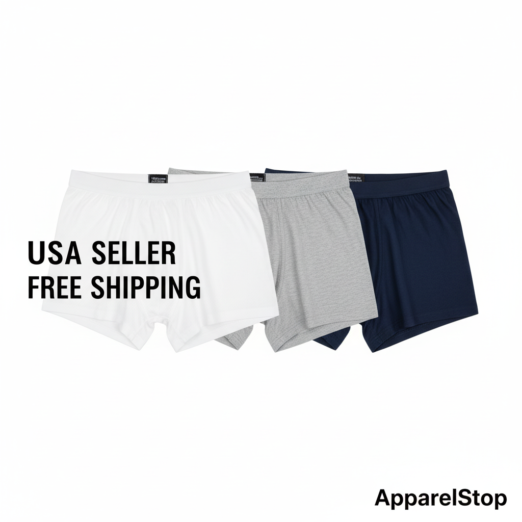 Men's 100% Cotton Boxer Briefs 3-Pack White Background